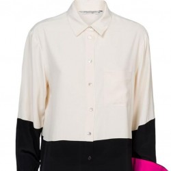 chemise bicolore écrue noire poignet fuschia summum